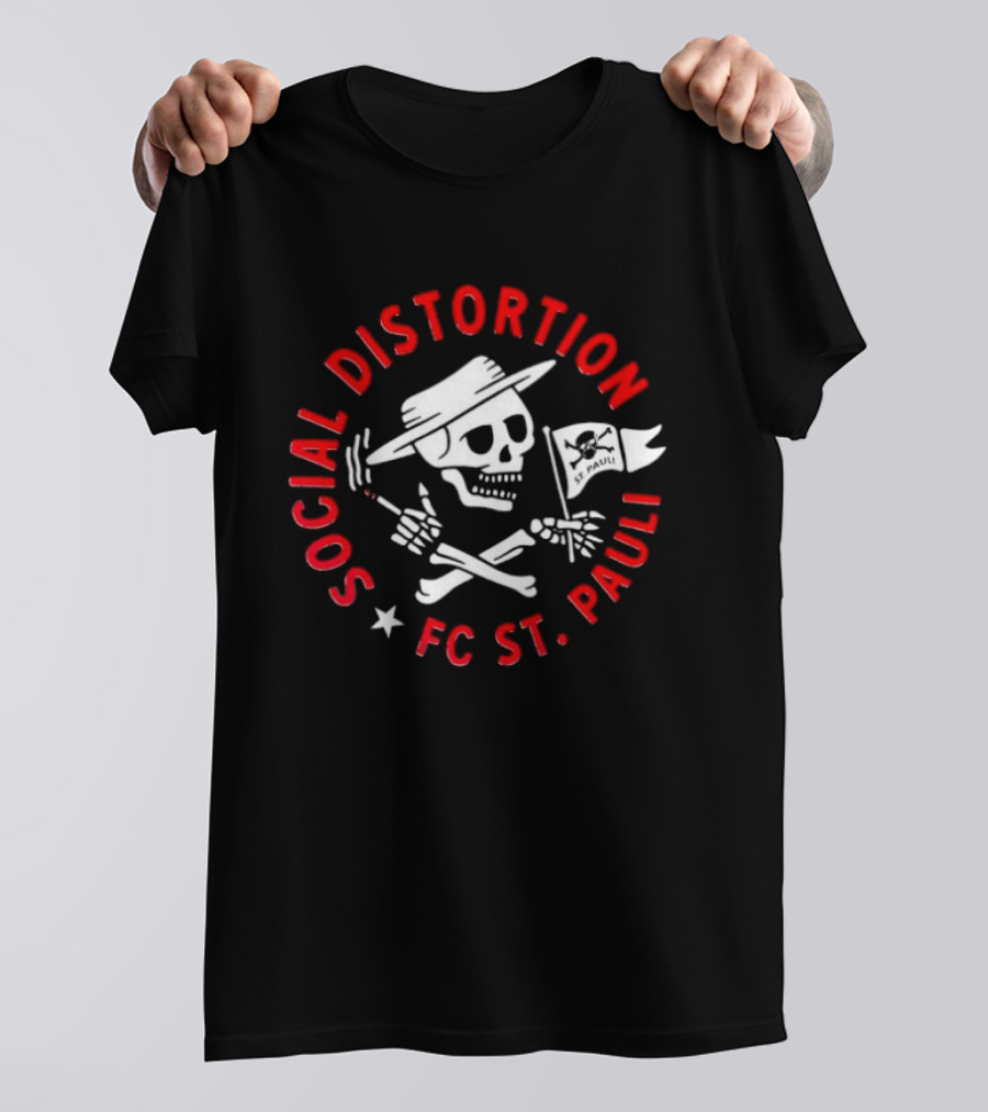 Social Distortion FC St Pauli Punk Rock Skull And Crossbones With Flag T-Shirt