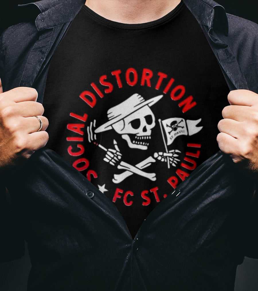 Social Distortion FC St Pauli Punk Rock Skull And Crossbones With Flag T-Shirt