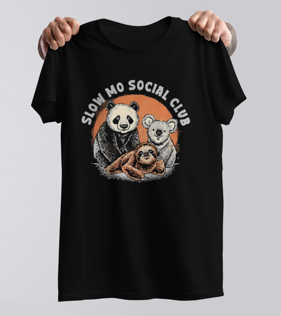 Panda Koala Sloth Slow Mo Social Club Fun Animal Trio T-Shirt