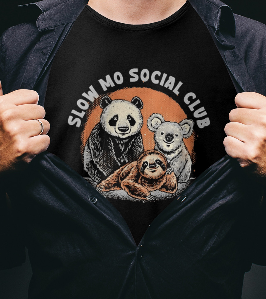 Panda Koala Sloth Slow Mo Social Club Fun Animal Trio T-Shirt