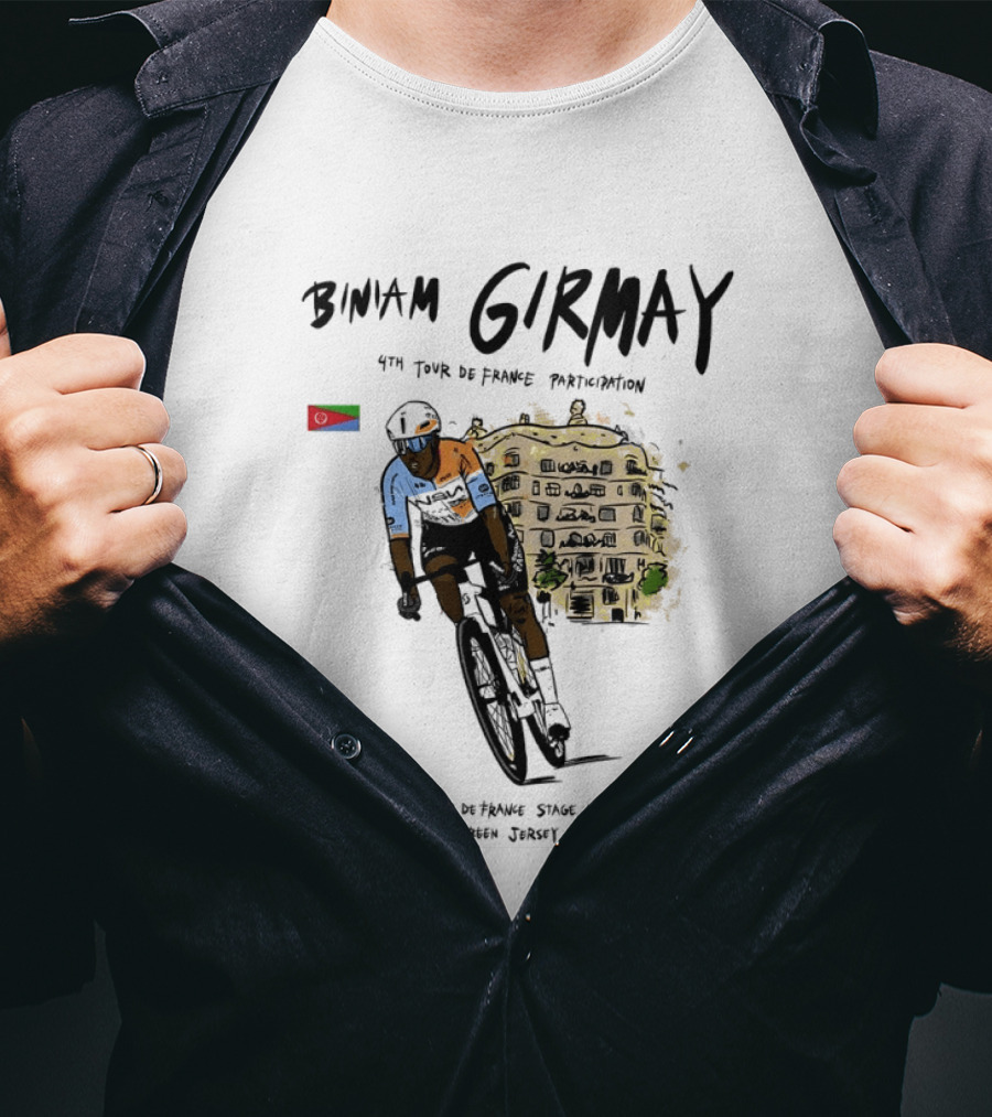 Biniam Girmay 4th Tour De France Participation 3x Stage Winner 2024 Green Jersey Winner T-Shirt