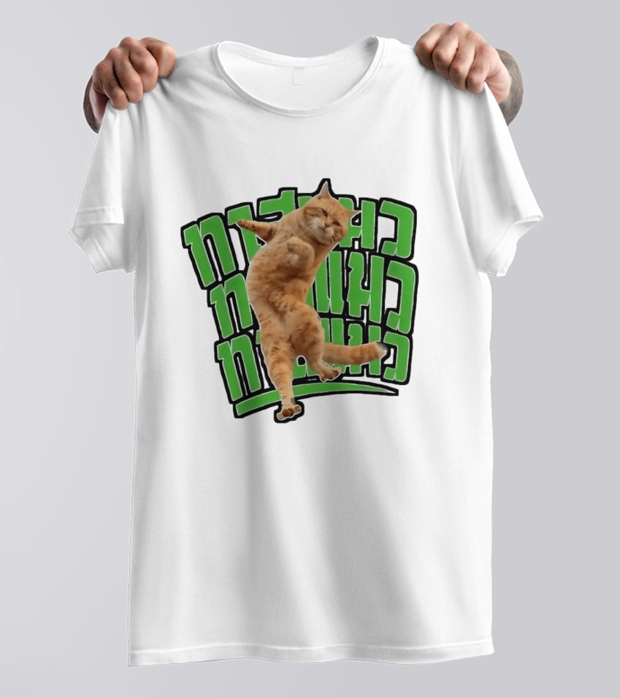 Cat Martial Arts Dance Hebrew T-Shirt