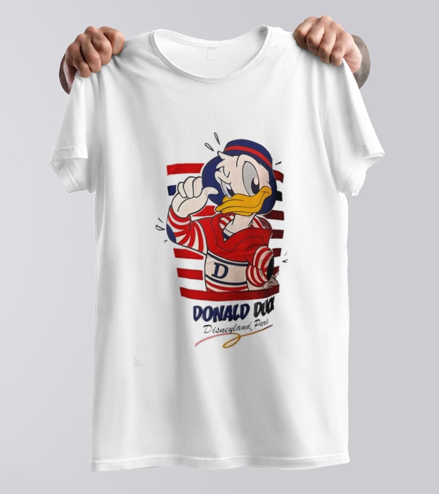 Donald Duck Disneyland Paris Red And White Striped Outfit T-Shirt