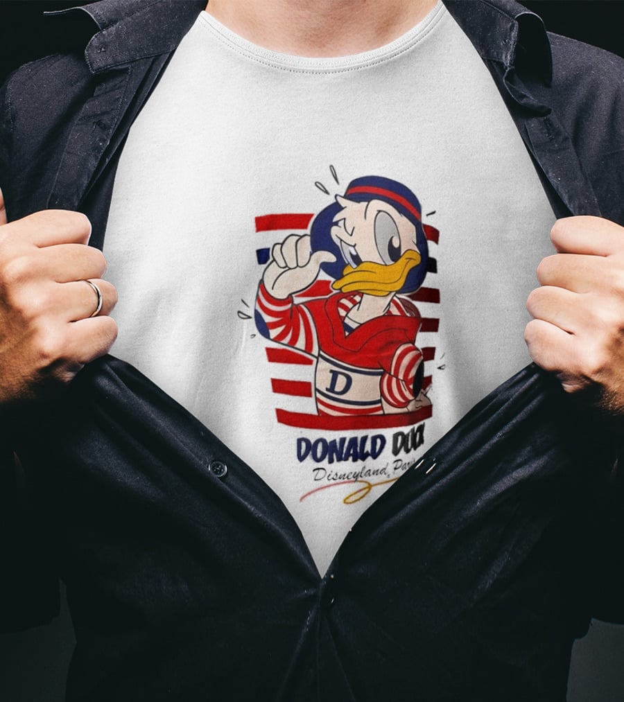 Donald Duck Disneyland Paris Red And White Striped Outfit T-Shirt