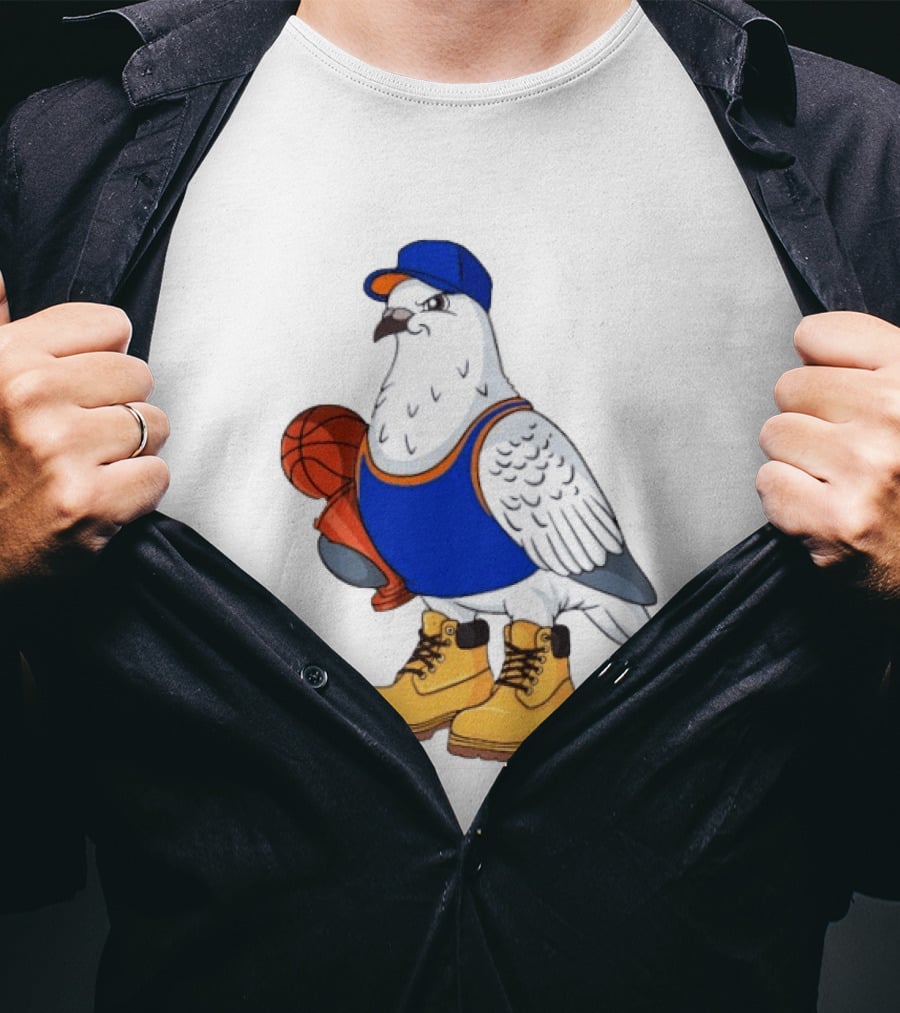NYC Pigeon New York Forever Basketball Player Cartoon Pigeon In Jersey With Basketball T-Shirt