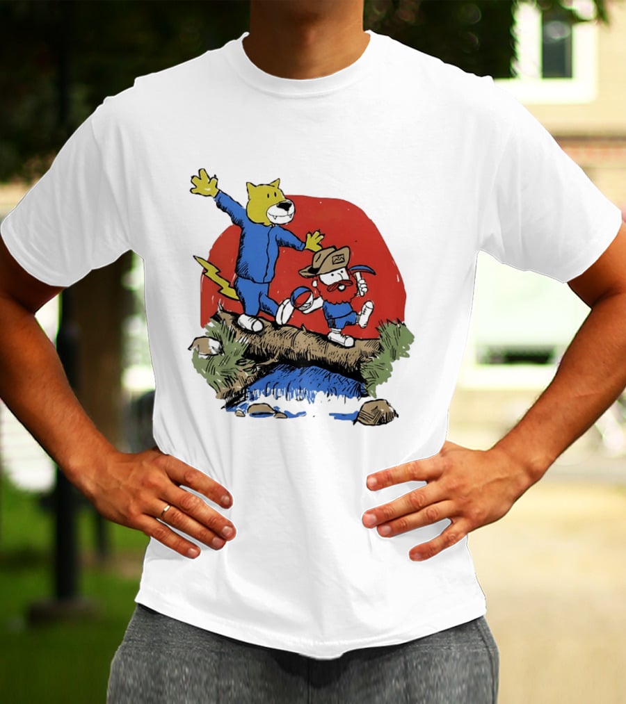 Denver Nuggets Rocky Mountain Lion Cartoon Adventure With Basketball T-Shirt