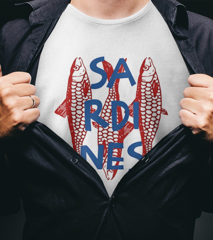Sardines Red Fish Blue Letters Three Fish T-Shirt
