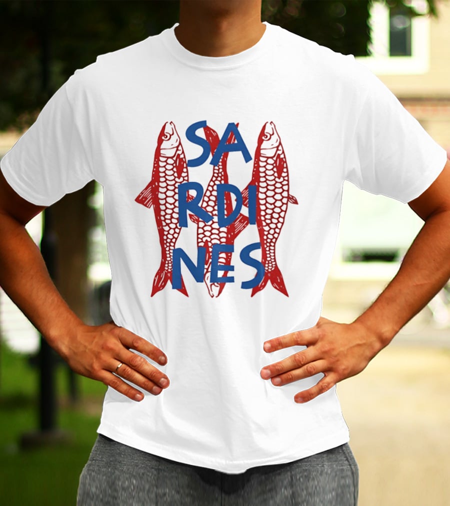 Sardines Red Fish Blue Letters Three Fish T-Shirt