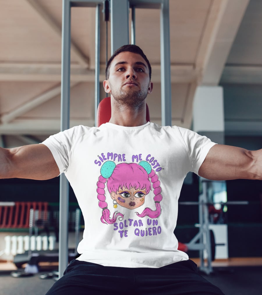 Siempre Me Costó Soltar Un Te Quiero Pink Braids Girl Cartoon T-Shirt