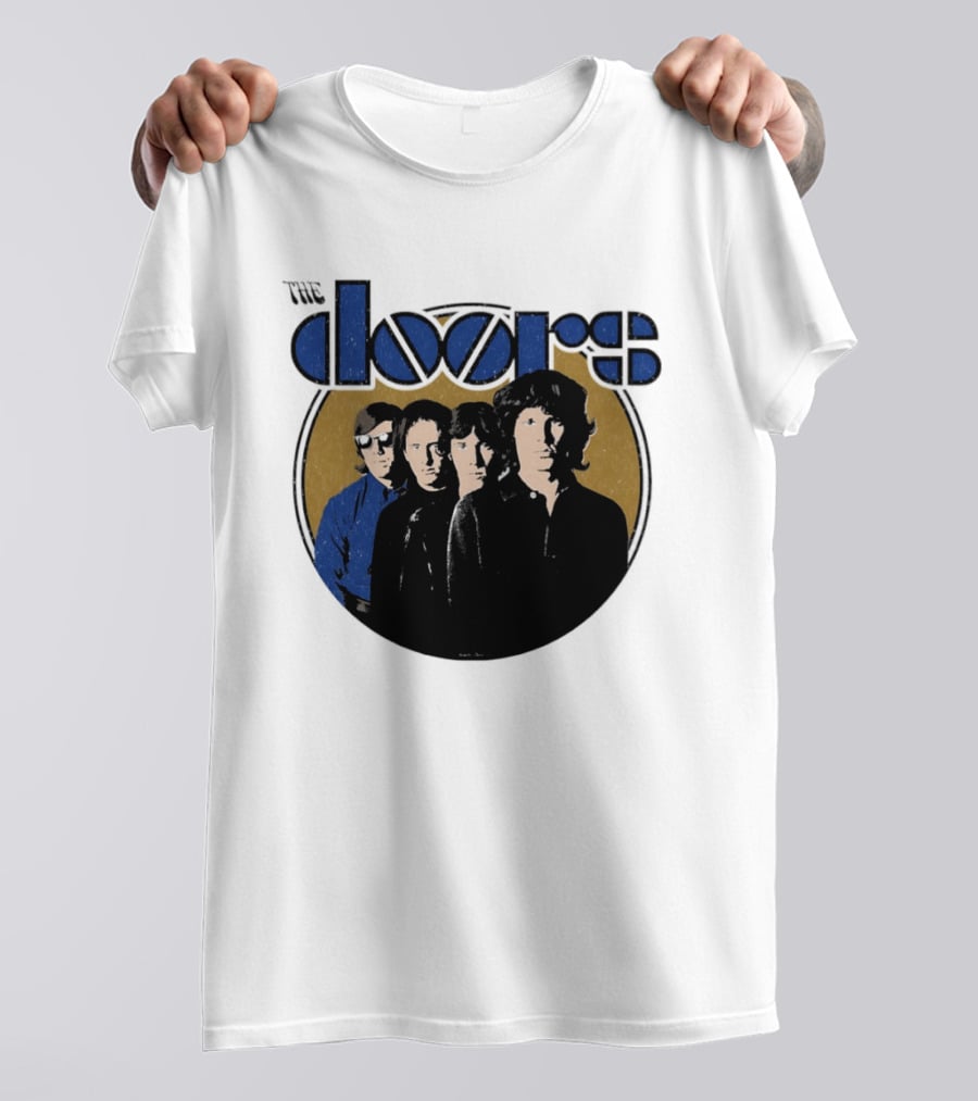 The Doors Faces Band Members Iconic Gold Circle T-Shirt
