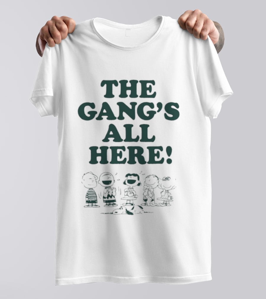 Peanuts Characters The Gang's All Here Charlie Brown Snoopy Woodstock T-Shirt
