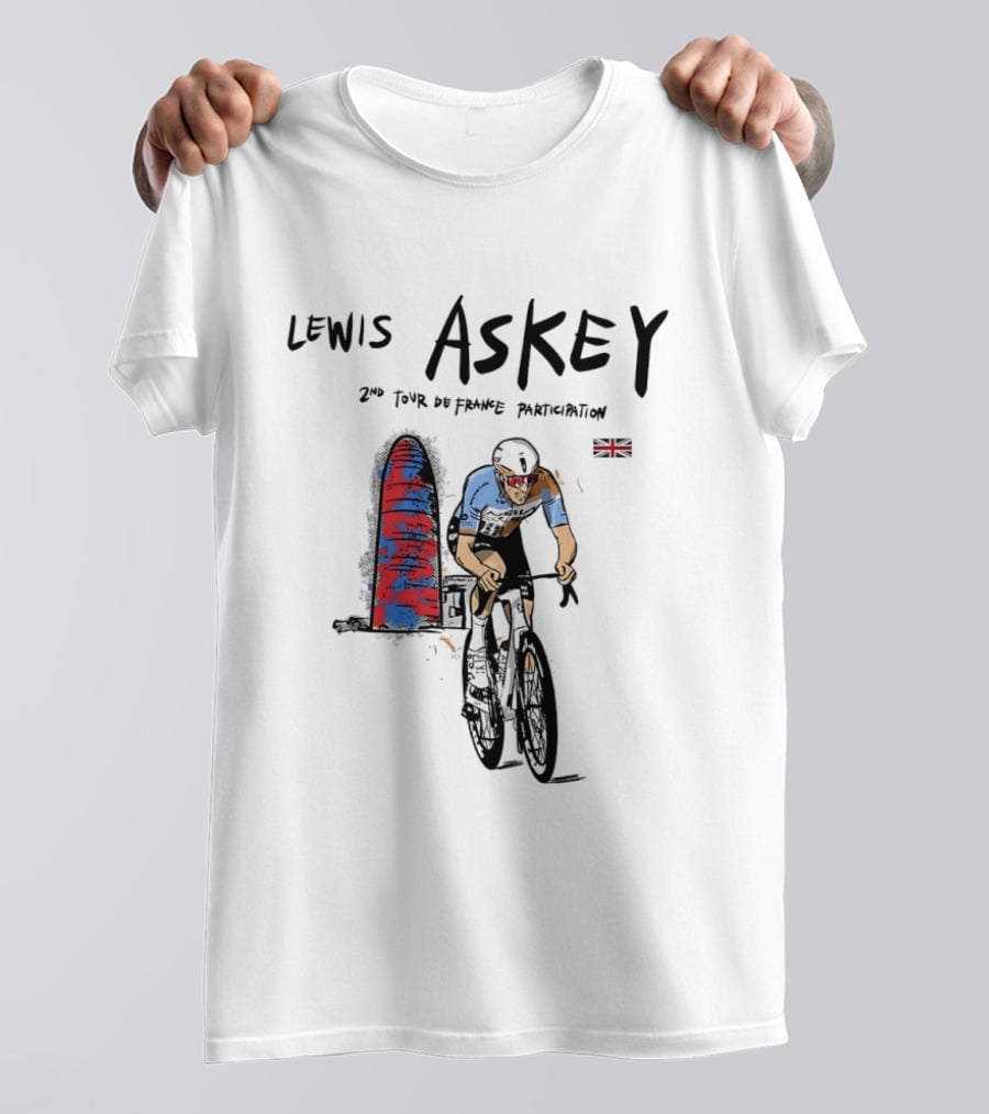 Lewis Askey 2nd Tour De France Participation Groupama FDJ Sky Blue Cyclist T-Shirt
