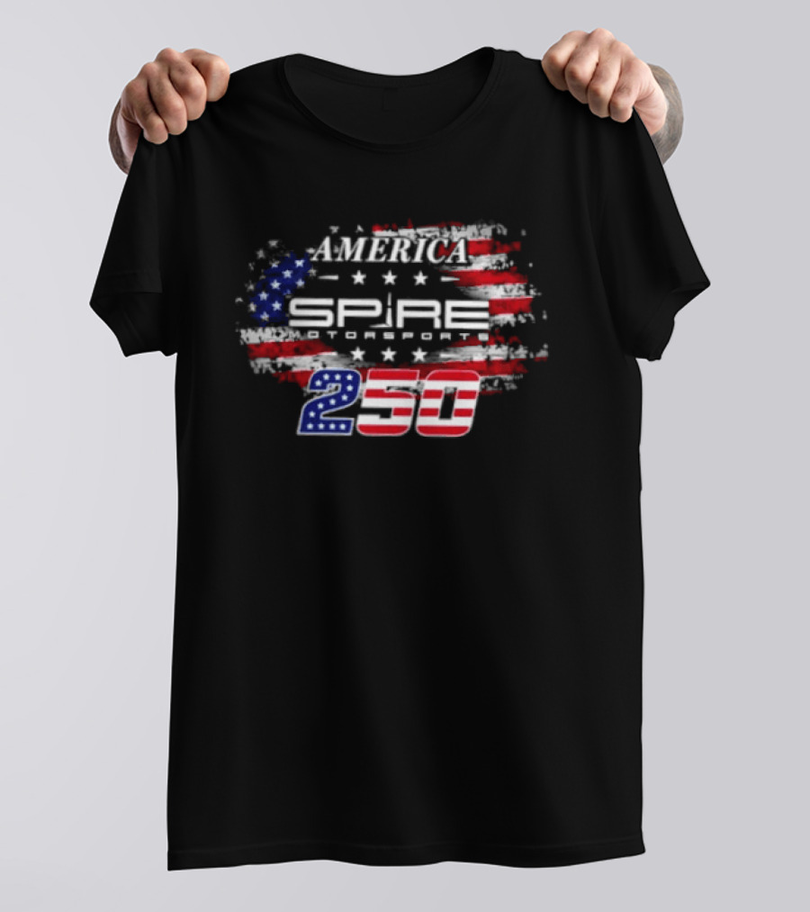 America Spire Motorsports 250 NASCAR Racing Stars And Stripes Flag T-Shirt