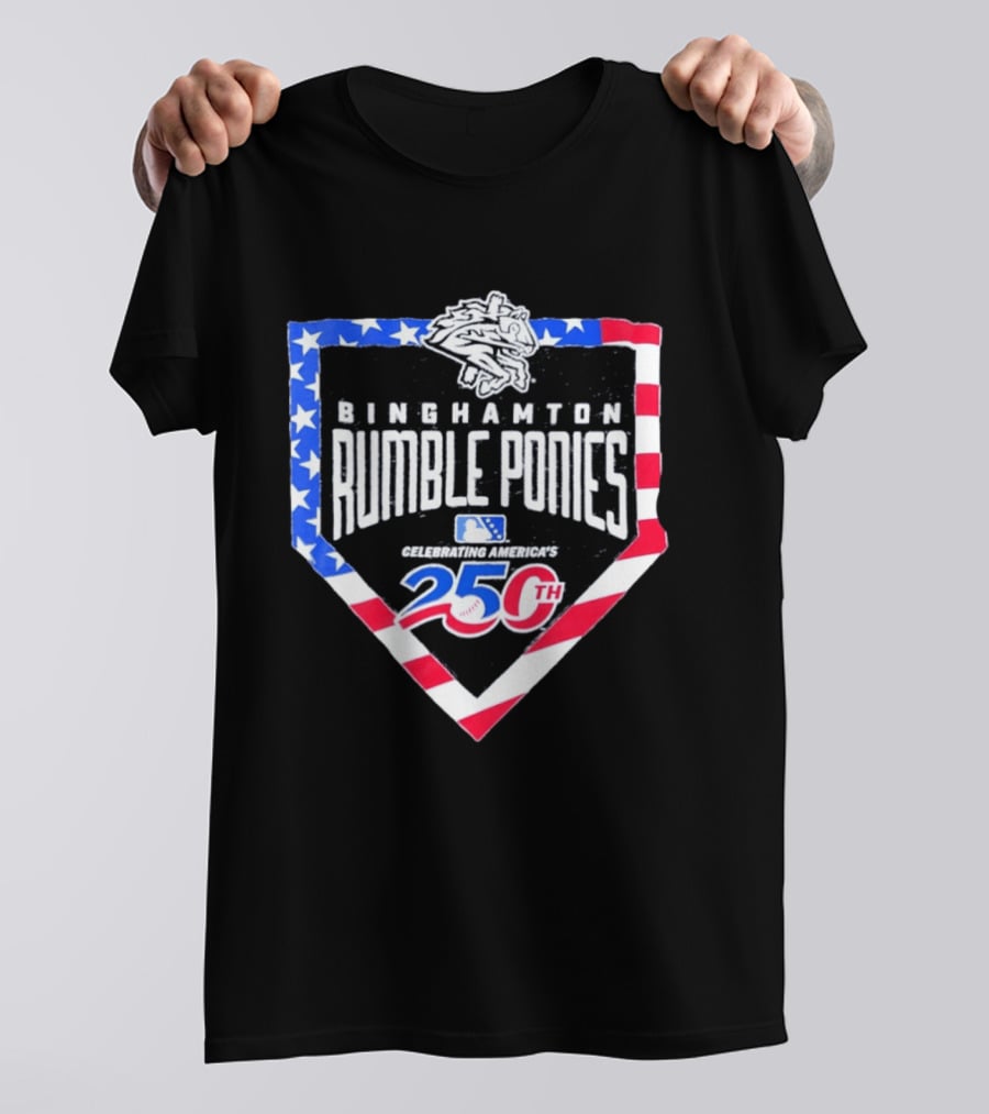 Binghamton Rumble Ponies Celebrating America 250th Anniversary MLB Stars And Stripes T-Shirt