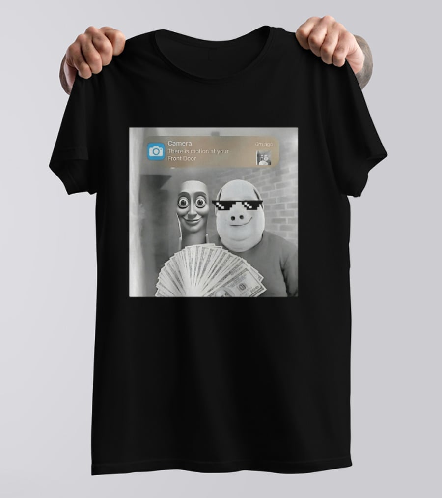 Camera There Is Motion At Your Front Door Meme Pig Mask And Funny Faceувель� T-Shirt