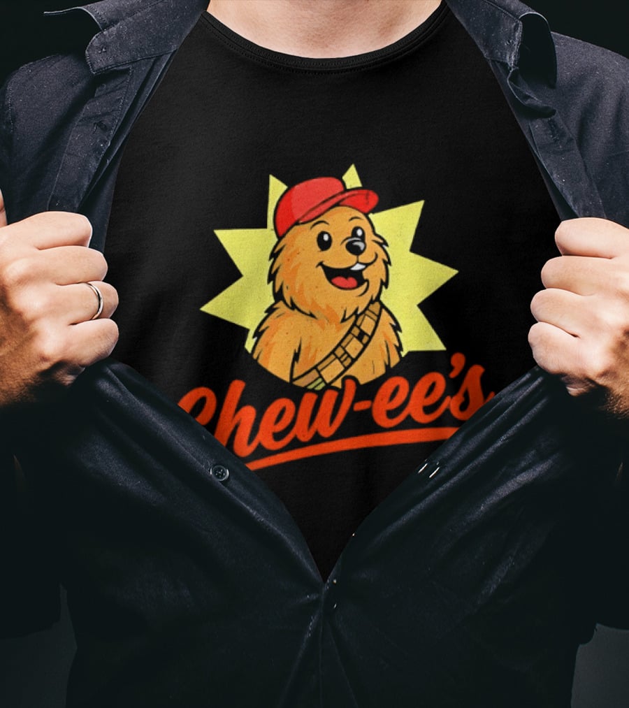 Chewbacca Chew Ee's Star Wars Snack Brand Cartoon Character With Red Hat T-Shirt