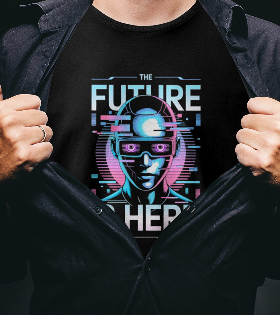The Future Is Here Cyberpunk Android VR Goggles T-Shirt