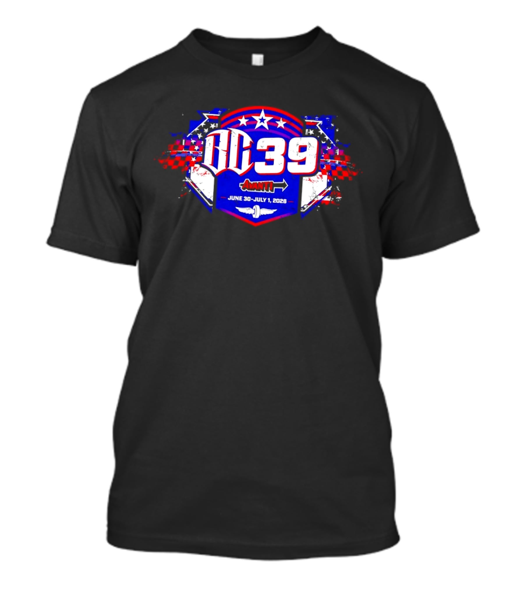 DC 39 Avanti Racing Event June 30 July 1 2026 Checkered Flags Stars Wings T-Shirt