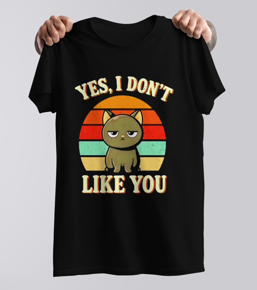 Yes I Don't Like You Grumpy Cat Retro Sunset T-Shirt