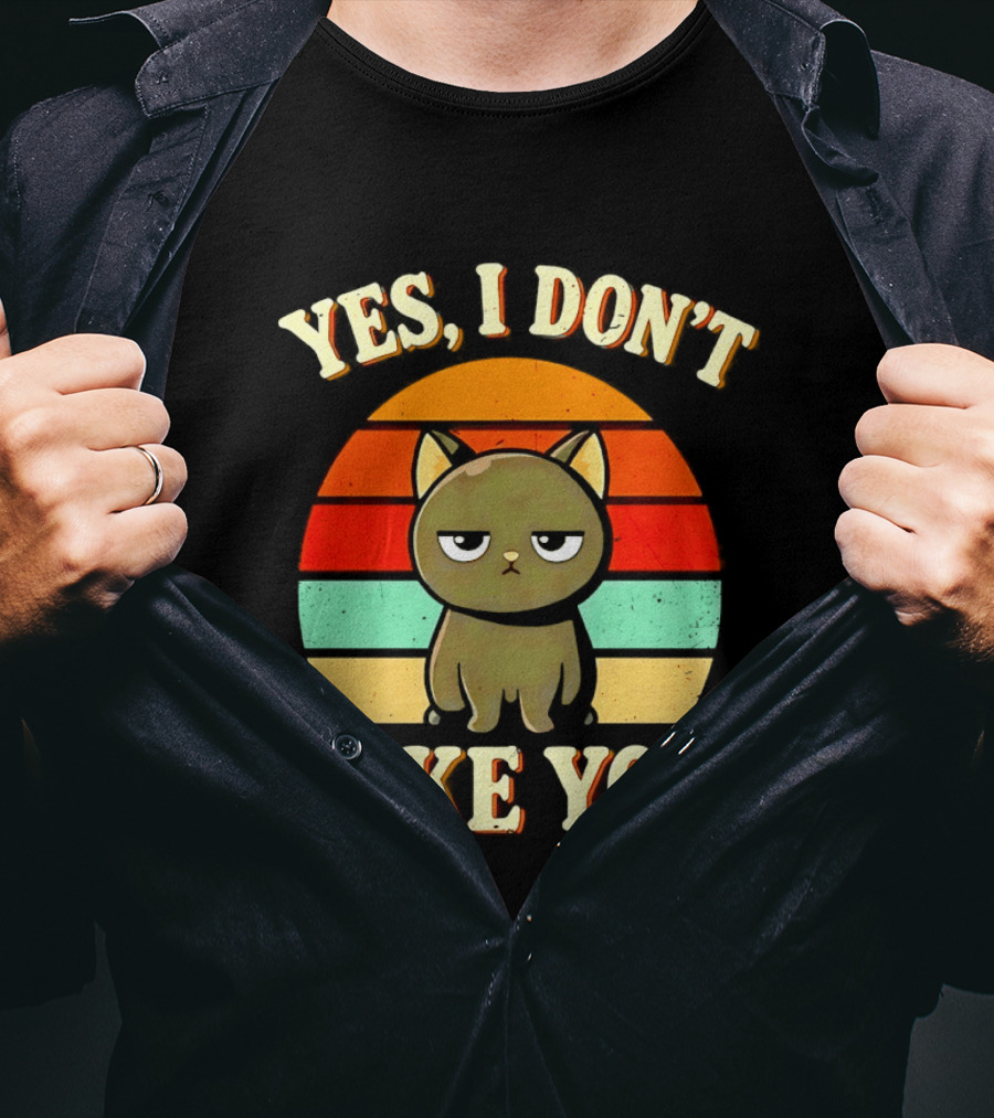 Yes I Don't Like You Grumpy Cat Retro Sunset T-Shirt