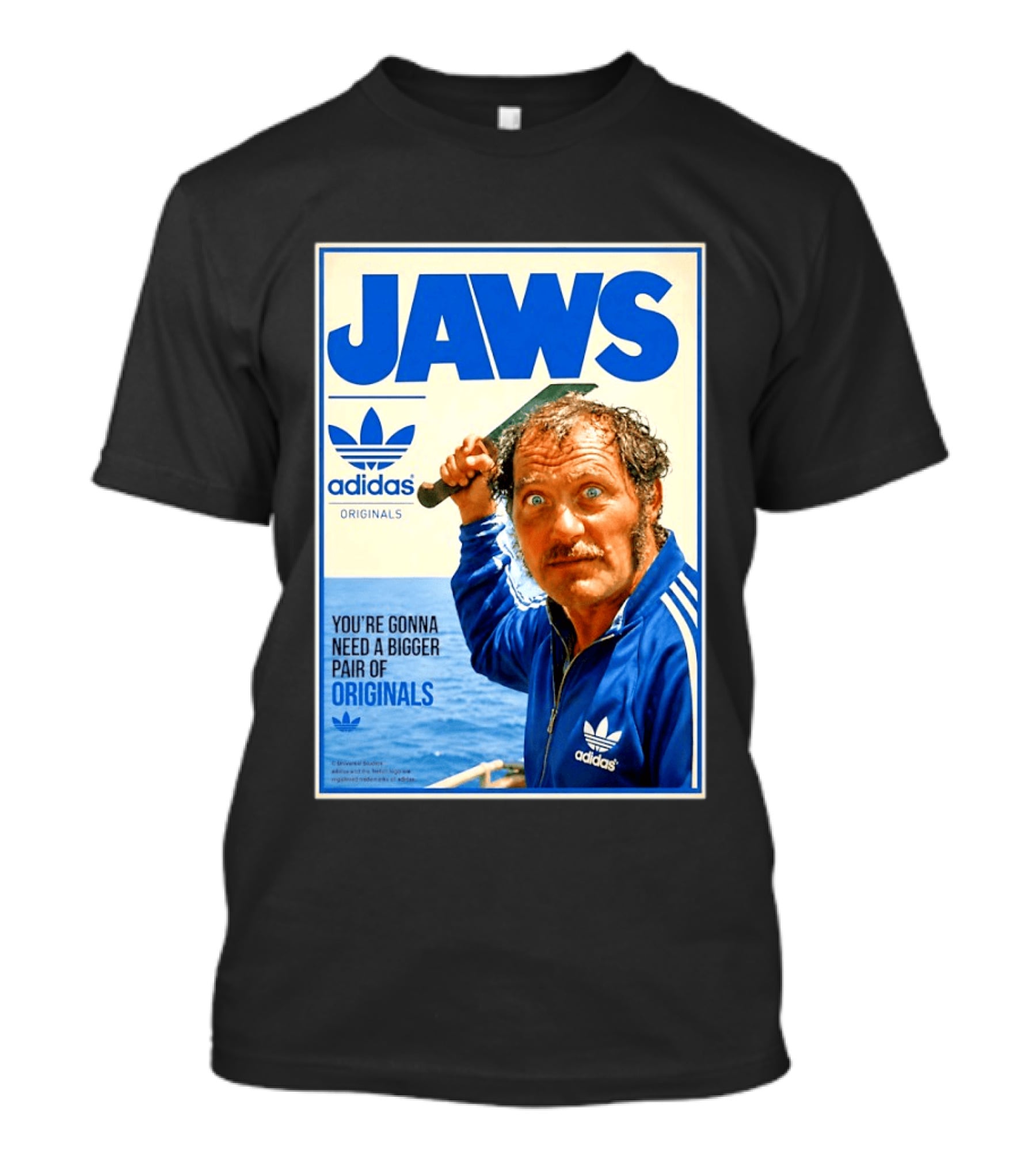 Jaws Adidas Originals You're Gonna Need A Bigger Pair Quint Machete T-Shirt