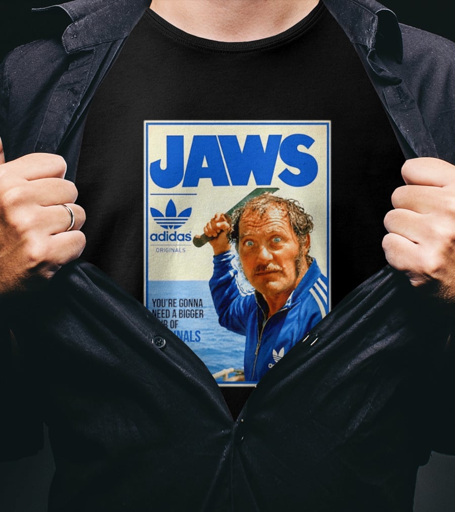 Jaws Adidas Originals You're Gonna Need A Bigger Pair Quint Machete T-Shirt