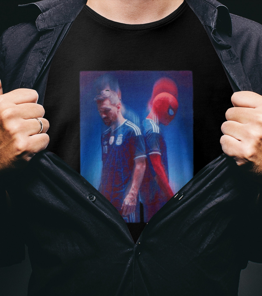 Lionel Messi Spider Man Argentina AFA Jersey Dual Image T-Shirt