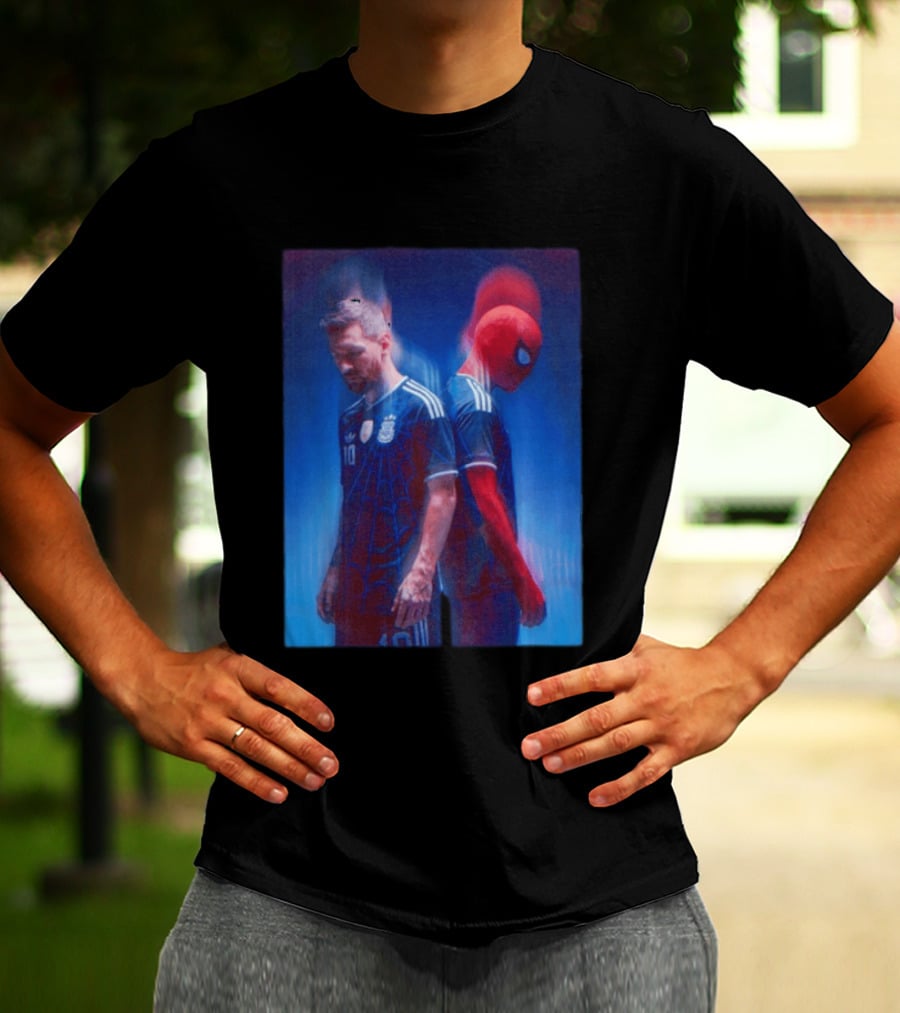 Lionel Messi Spider Man Argentina AFA Jersey Dual Image T-Shirt