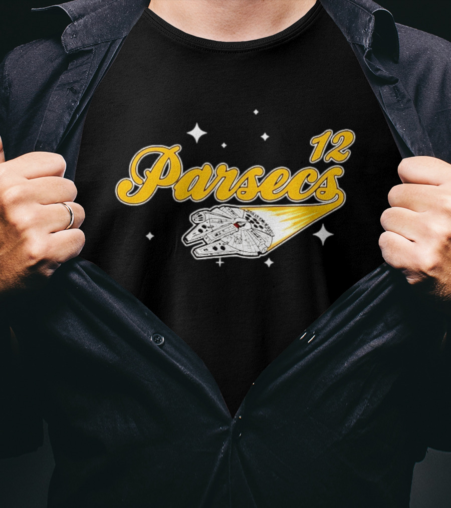 Millennium Falcon 12 Parsecs Star Wars Han Solo Baseball Script T-Shirt