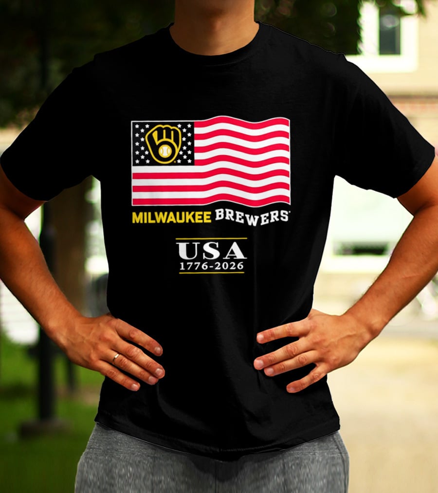 Milwaukee Brewers USA 1776 2026 American Flag Baseball Team T-Shirt