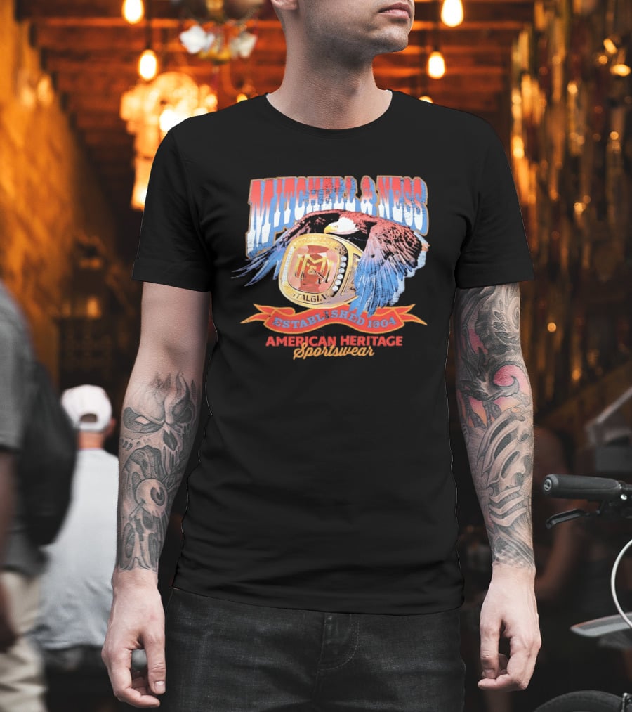 Mitchell And Ness Nostalgia Co American Heritage Sportswear Established 1904 Eagle Ring T-Shirt