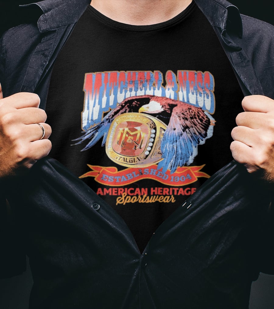Mitchell And Ness Nostalgia Co American Heritage Sportswear Established 1904 Eagle Ring T-Shirt