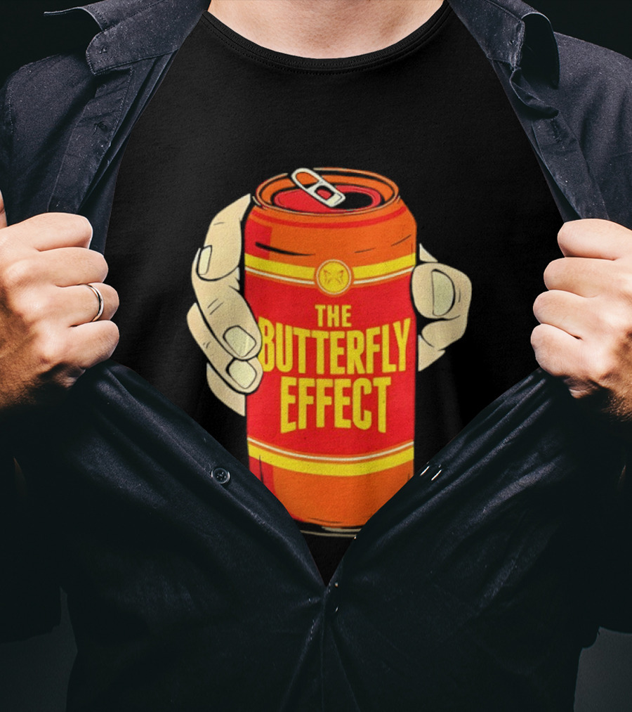 The Butterfly Effect Soda Can Vibrant Red Yellow Pop T-Shirt