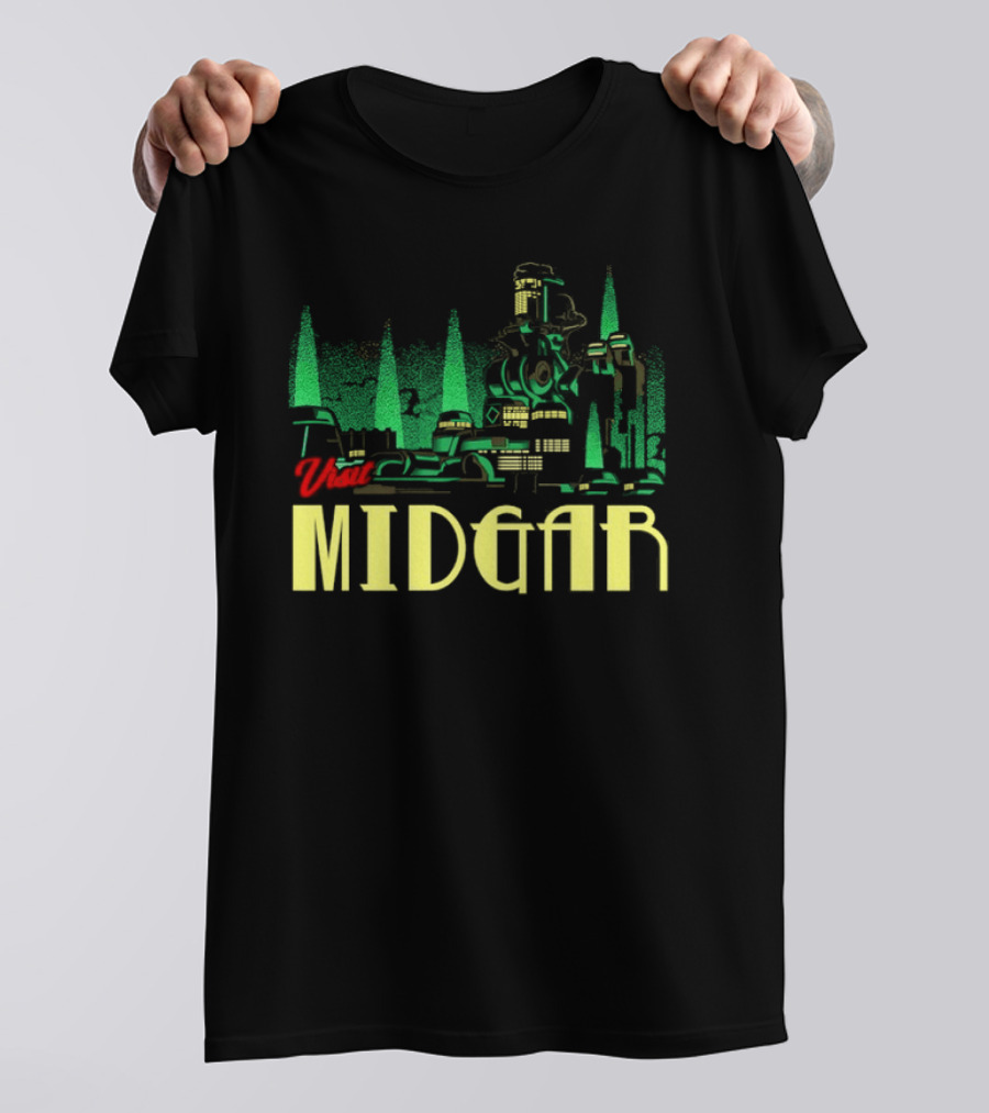 Visit Midgar Final Fantasy VII Cloud Strife Iconic Cityscape T-Shirt