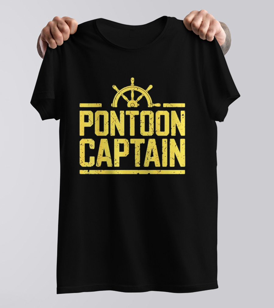 Pontoon Captain Ship Wheel Nautical Boating Adventure T-Shirt