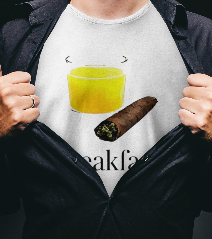 Breakfast Juice And Blunt Retro Humor With Glass And Cigar T-Shirt