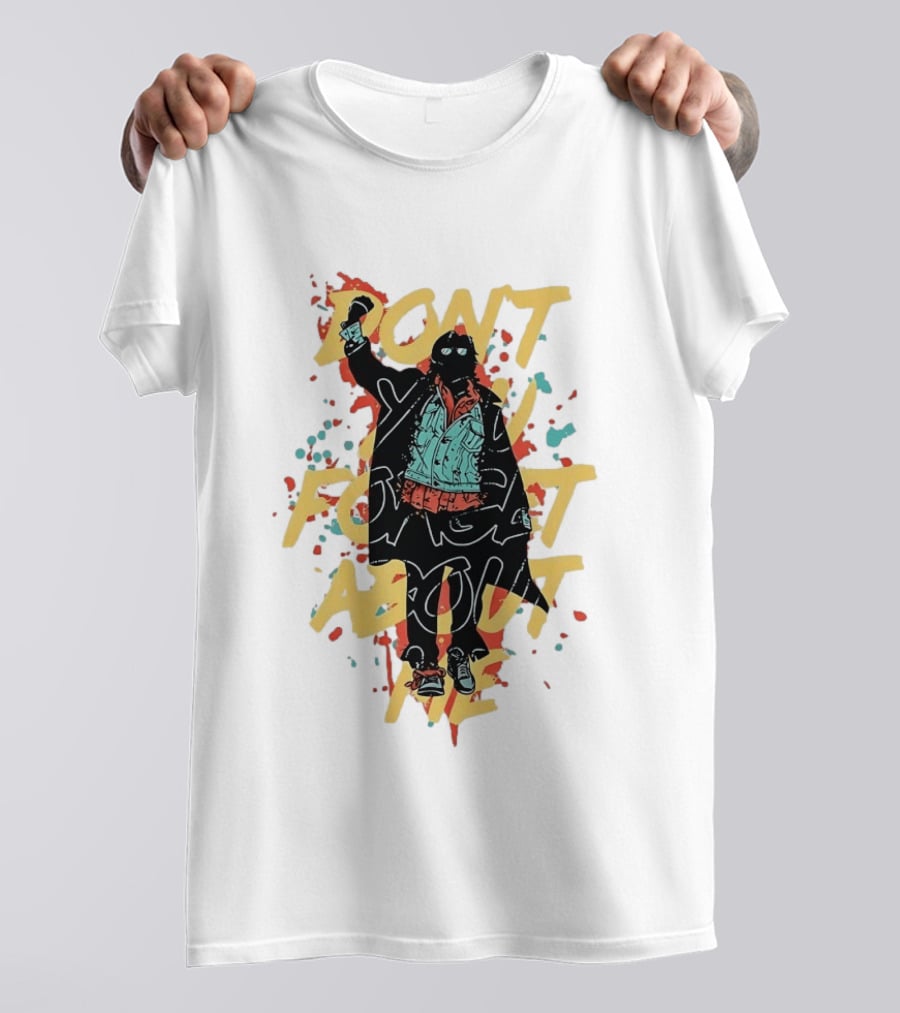 Don't Forget About Me Masked Figure Neon Paint Splatter T-Shirt