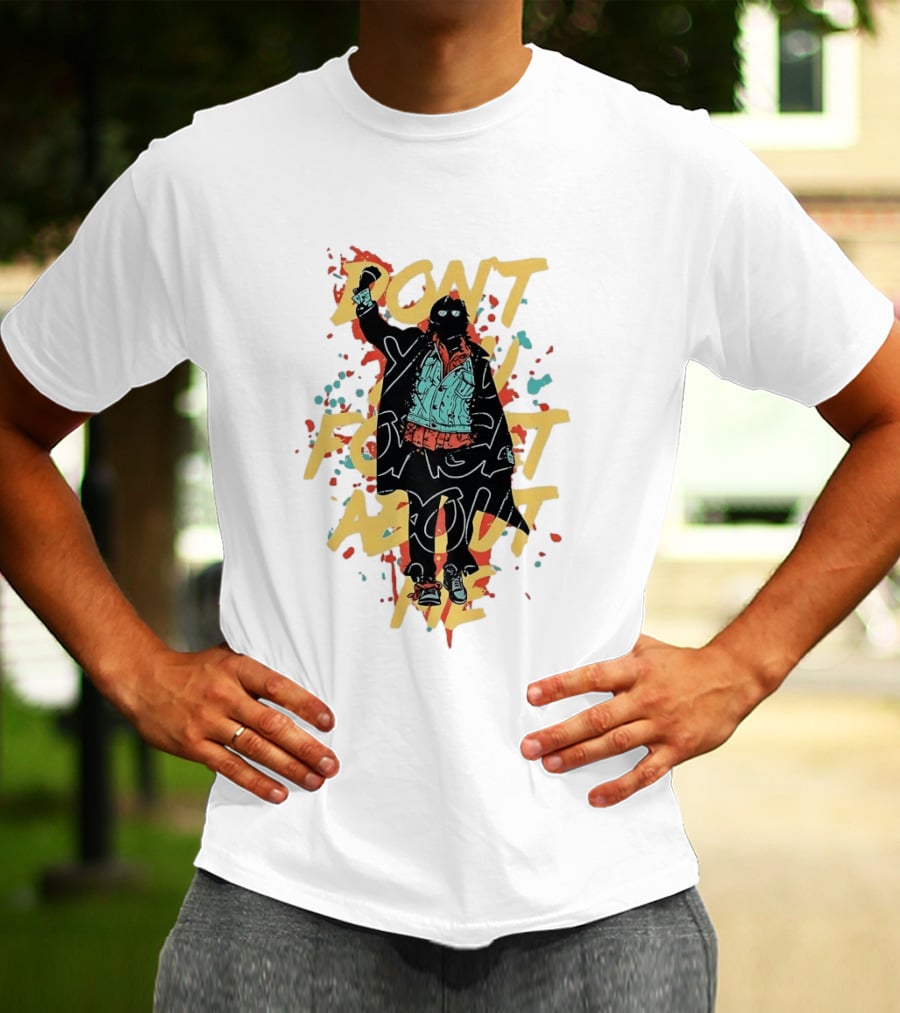 Don't Forget About Me Masked Figure Neon Paint Splatter T-Shirt