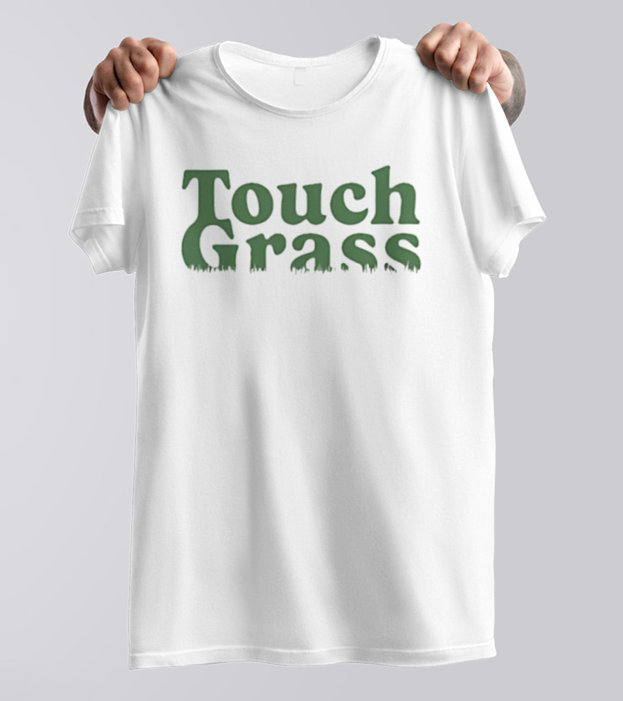 Touch Grass Dripping Gothic Style Green T-Shirt