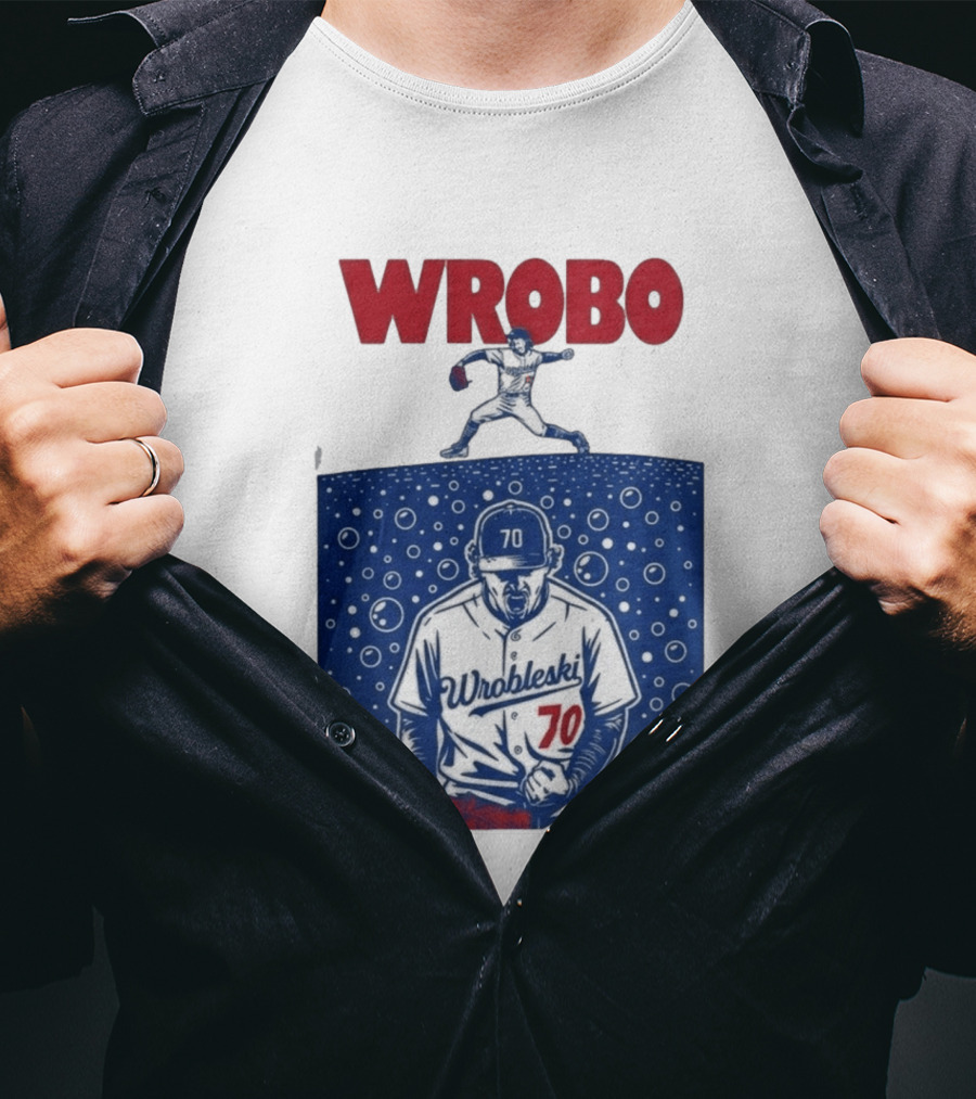 Wrobo Wrobleski 70 Baseball Pitcher Bubble T-Shirt