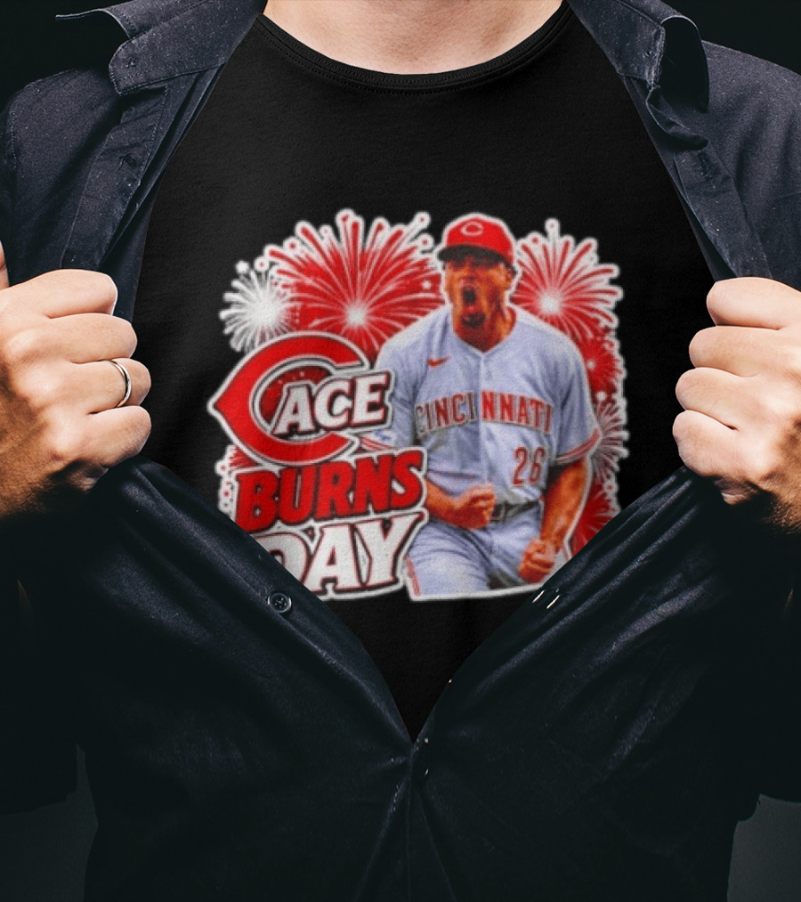 Ace Burns Day Cincinnati Reds 26 MLB Baseball Fireworks Celebration T-Shirt