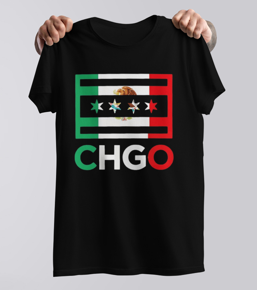 CHGO Mexico Flag Colors With Eagle And Stars T-Shirt