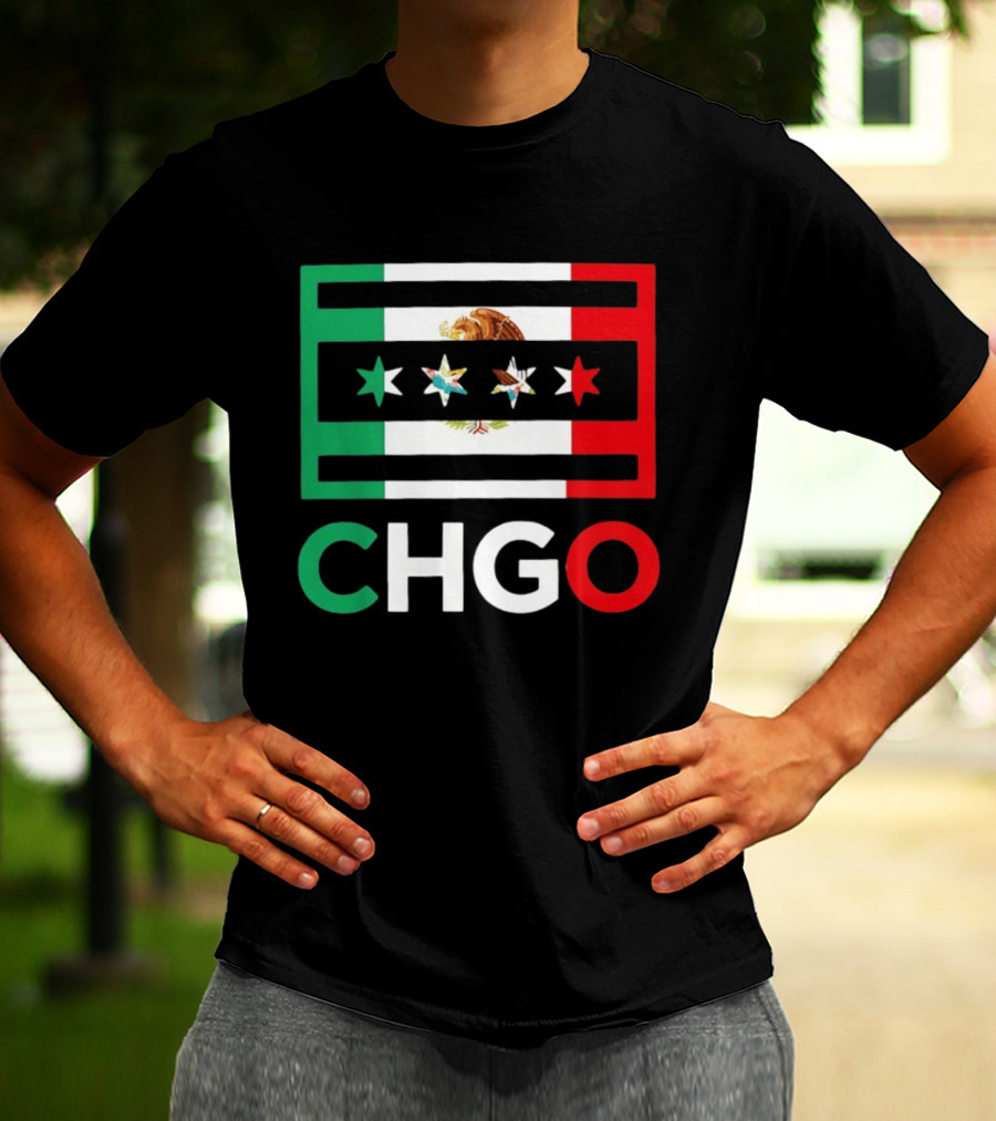CHGO Mexico Flag Colors With Eagle And Stars T-Shirt