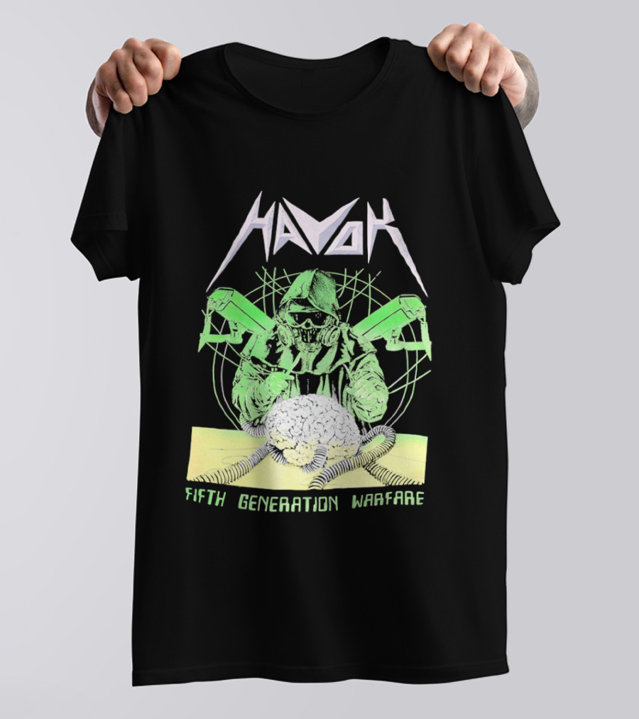 Havok Fifth Generation Warfare Mask Guns Skull T-Shirt