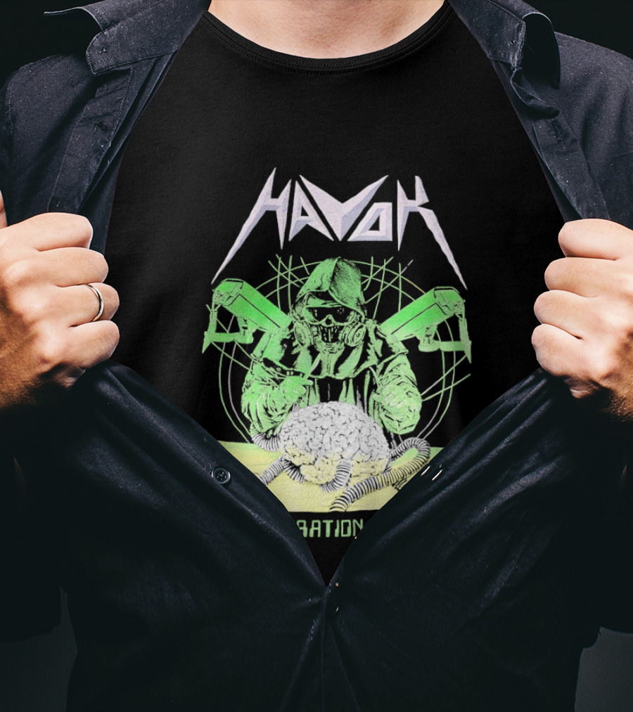 Havok Fifth Generation Warfare Mask Guns Skull T-Shirt