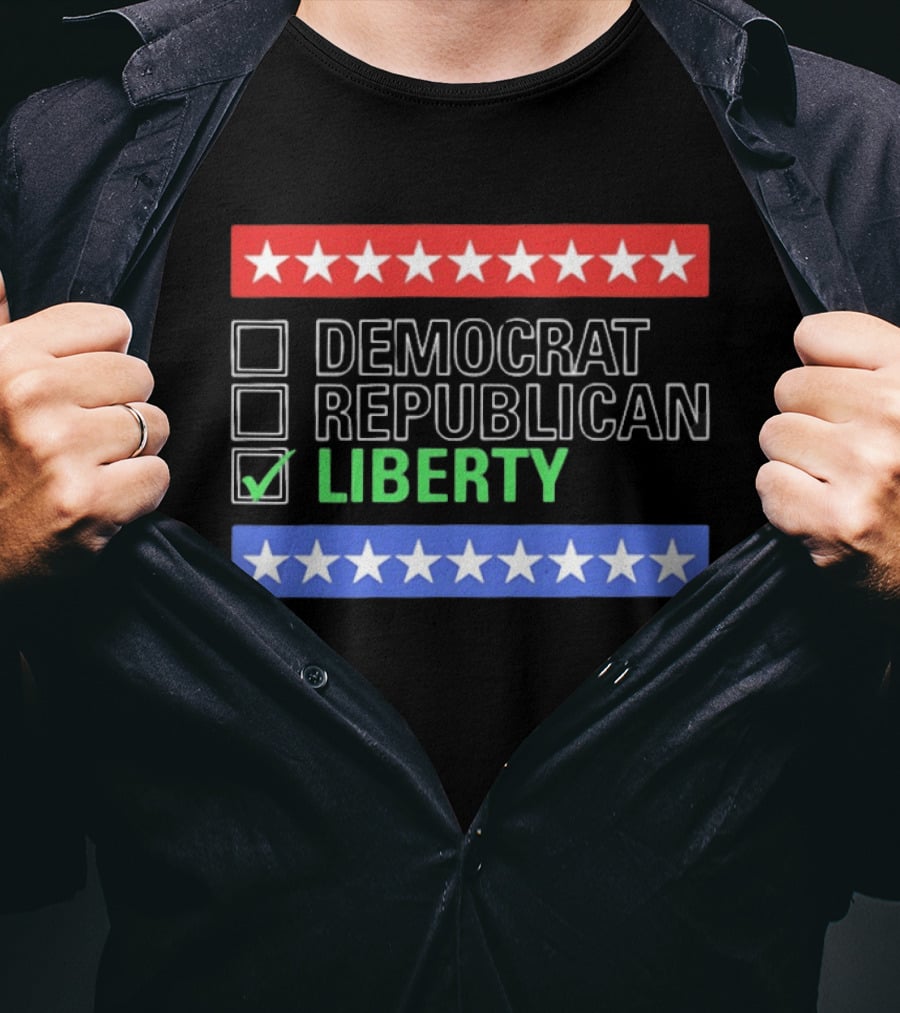 Liberty Checkbox Democrat Republican Stars Red Blue T-Shirt