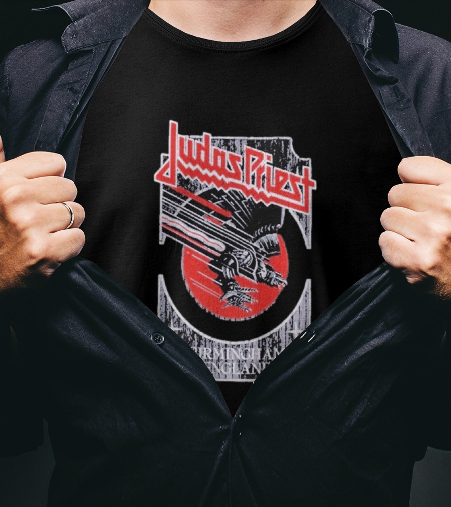 Judas Priest Birmingham England Silver Red Vengeance T-Shirt
