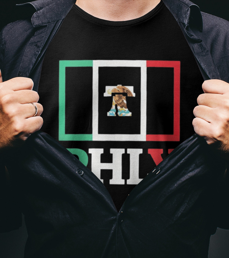 PHLY Mexico Flag Liberty Bell Eagles T-Shirt