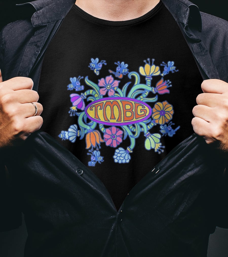 TMBG They Might Be Giants Band Floral Bees Flowers Oval T-Shirt