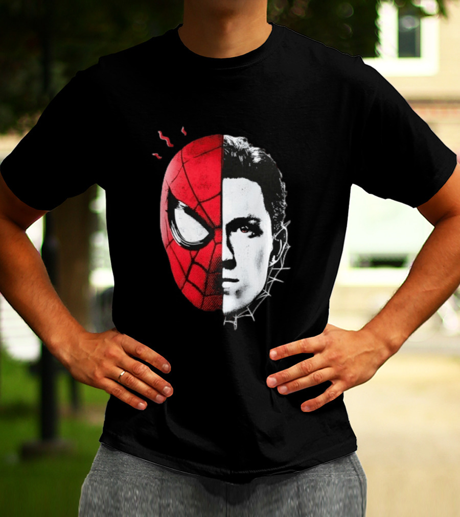 Tom Holland Spider Man Split Face Marvel Mashup T-Shirt